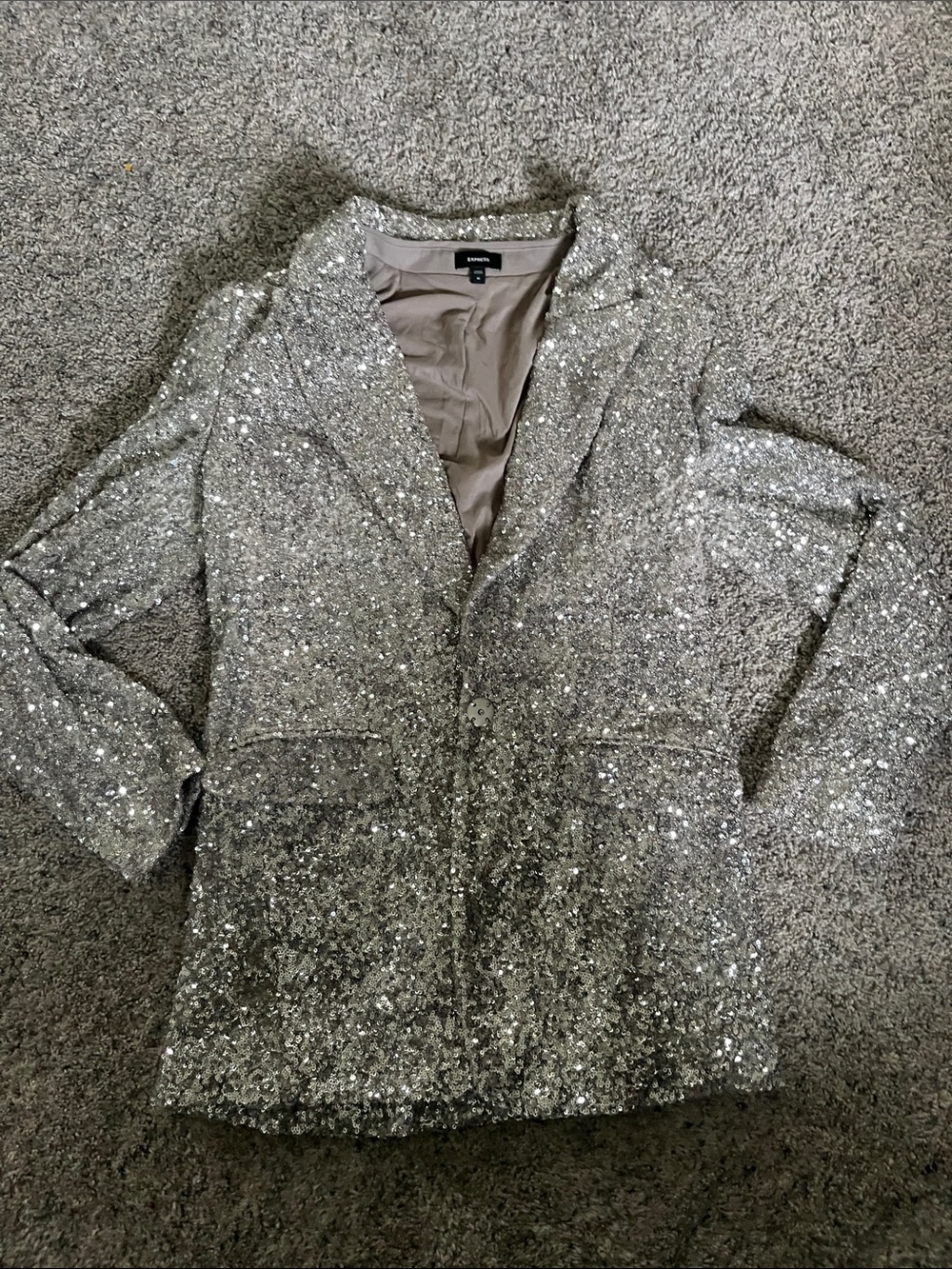 Express Silver Sequin Blazer Jacket